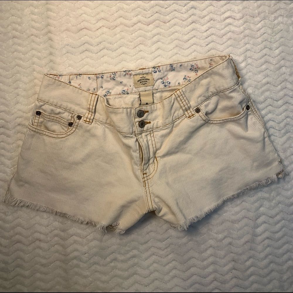Abercrombie and Fitch corded white shorts